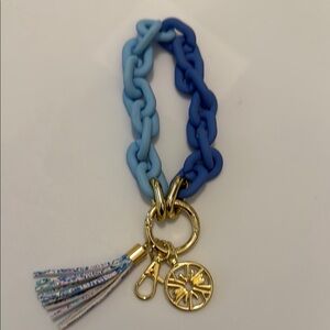 Lilly Pulitzer Blue and Gold key Chain Bracelet with Charms